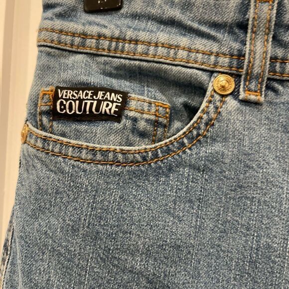 Versace Jeans Couture Brand Logo Appliqués High Waist Cropped Jeans.Size 27 - Picture 15 of 17